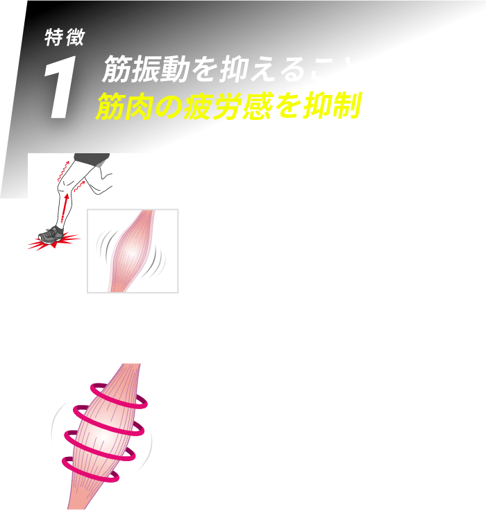 筋振動を抑えることで筋肉の疲労を抑制