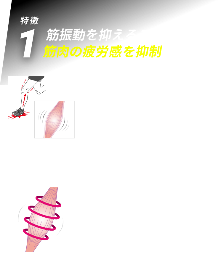 筋振動を抑えることで筋肉の疲労を抑制