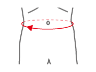 へその位置を目安に、ウエストサイズに合わせて（計測位置がさかいになった場合は大きい方のサイズを）お選びください。