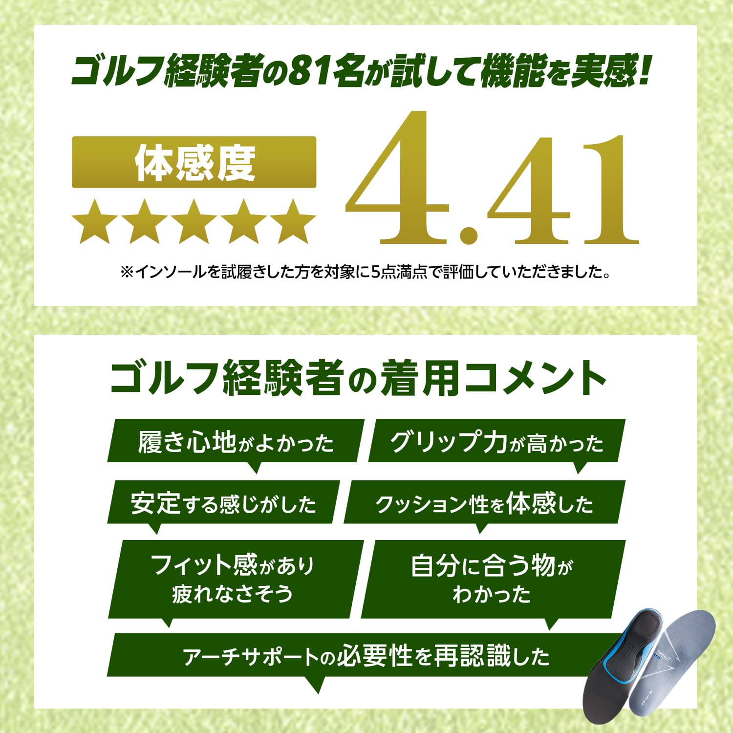 スポーツインソール ザムスト Footcraft AGILITY GRIP for GOLF